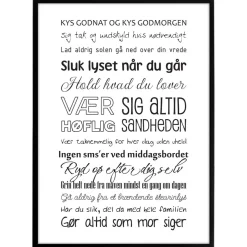 Plakat "Vores hjem" sort/hvid - Vælg str.