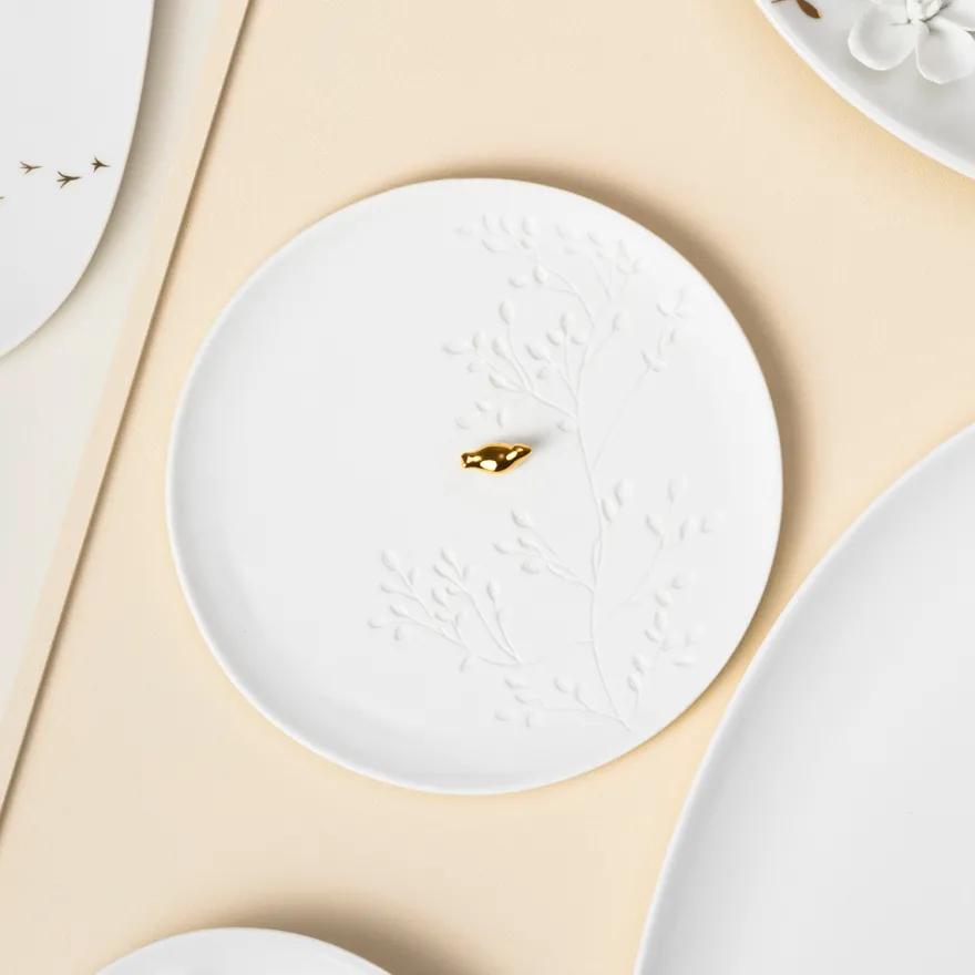 Räder lille fad i porcelæn - Golden Bird