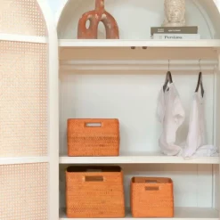 Reolkurve i Rattan. Sæt med 3 stk