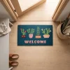 Rex London Dørmåtte i kokos 43x73 cm - Welcome, Plants