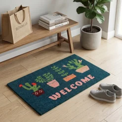 Rex London Dørmåtte i kokos 43x73 cm - Welcome, Plants