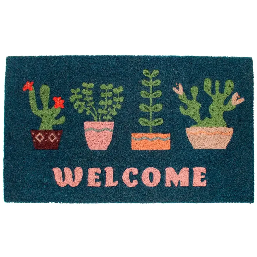Rex London Dørmåtte i kokos 43x73 cm - Welcome, Plants