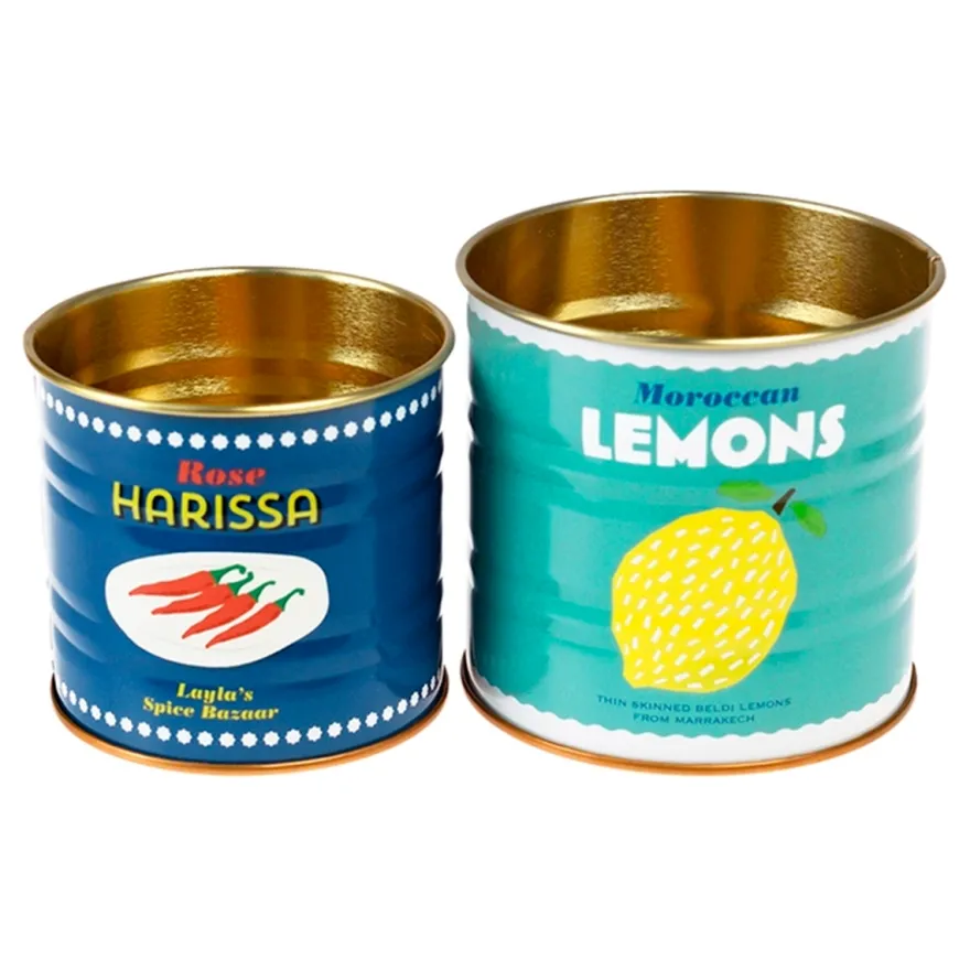 Rex London Metaldåser - Lemon/Harissa mini. Sæt med 2 stk