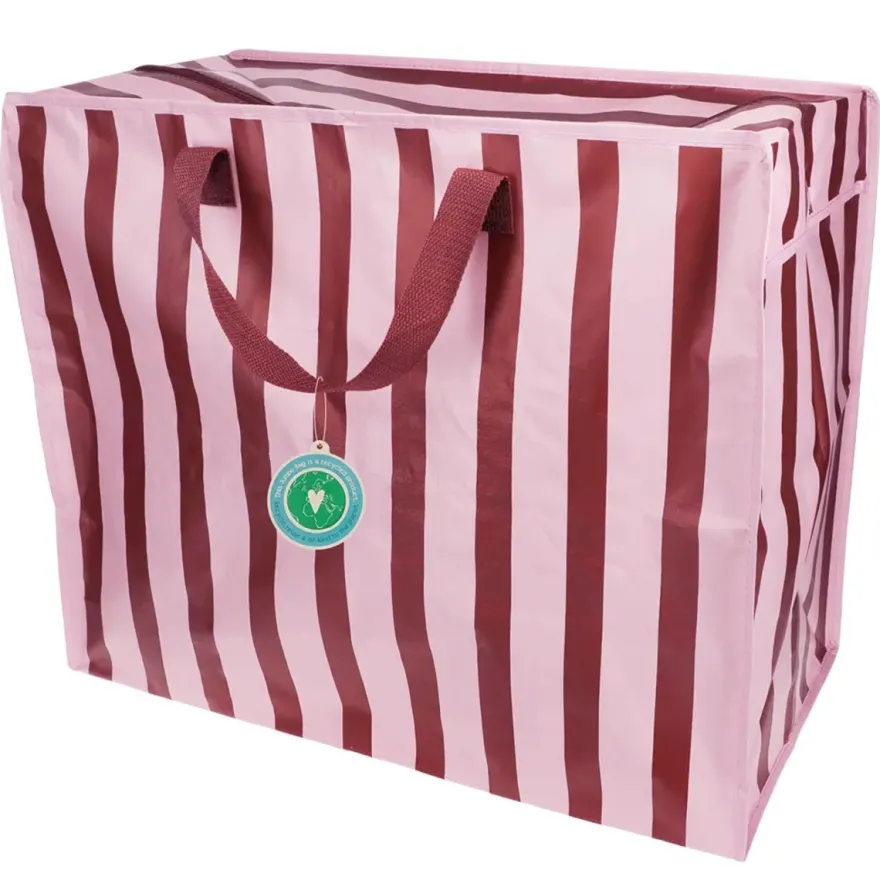 Rex London - Opbevaringspose til dyner - Striber Pink/Bordeaux