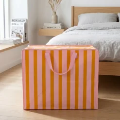 Rex London - Opbevaringspose til dyner - Striber Pink/Orange