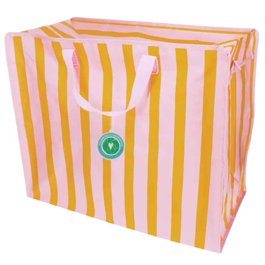 Rex London - Opbevaringspose til dyner - Striber Pink/Orange