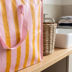 Rex London - Opbevaringspose til dyner - Striber Pink/Orange