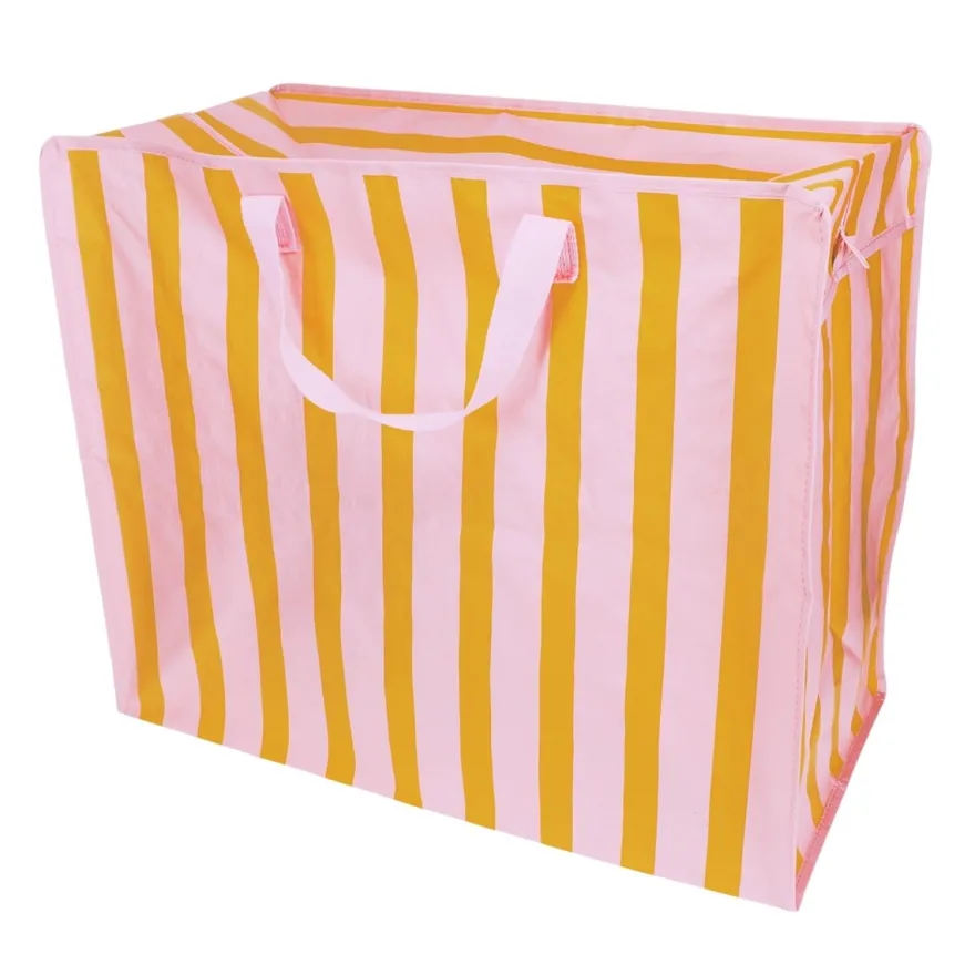 Rex London - Opbevaringspose til dyner - Striber Pink/Orange