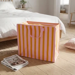 Rex London - Opbevaringspose til dyner - Striber Pink/Orange