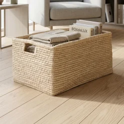 RICE XL Raffia kurv med håndtag - Natur
