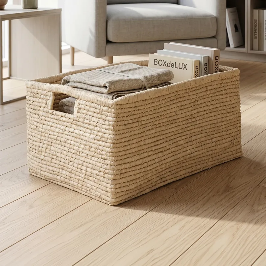 RICE XL Raffia kurv med håndtag - Natur