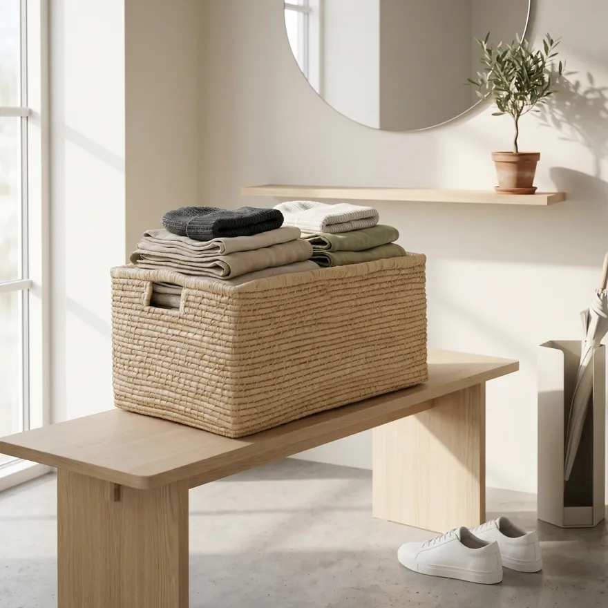 RICE XL Raffia kurv med håndtag - Natur