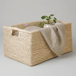 RICE XL Raffia kurv med håndtag - Natur