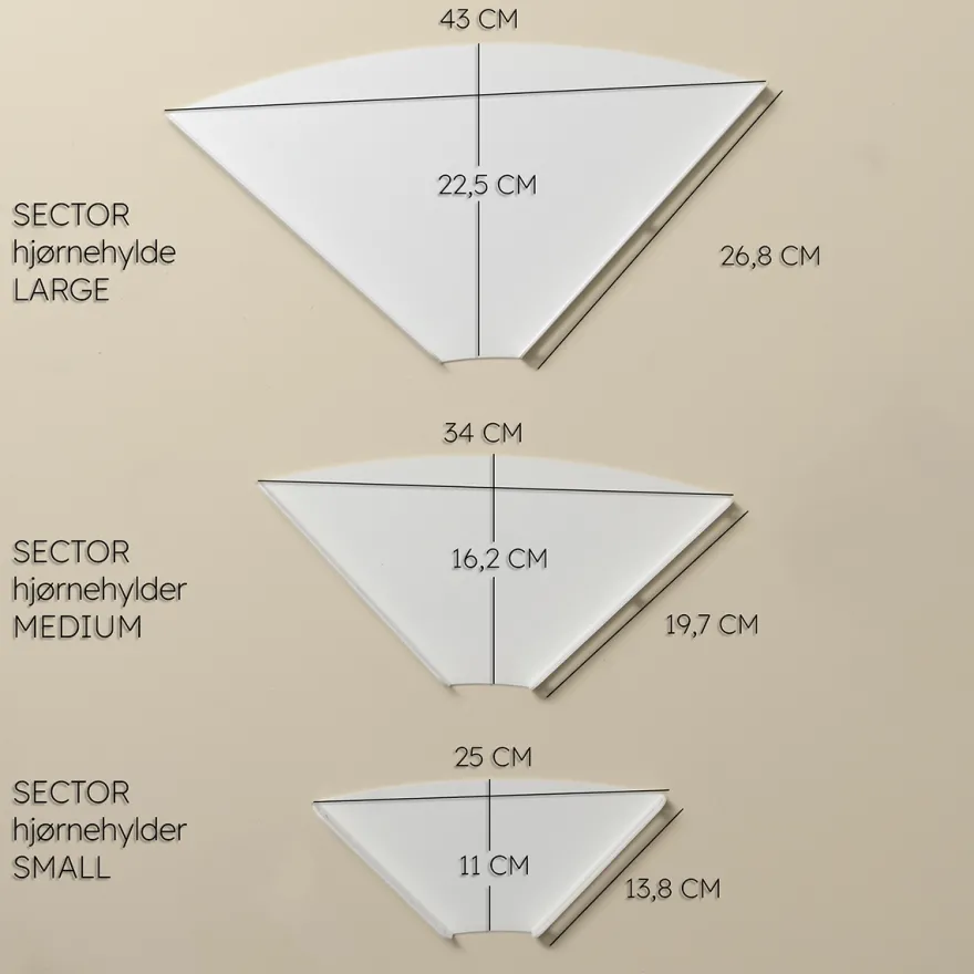 SECTOR Hjørnehylde i metal - Hvid - Large 30 cm