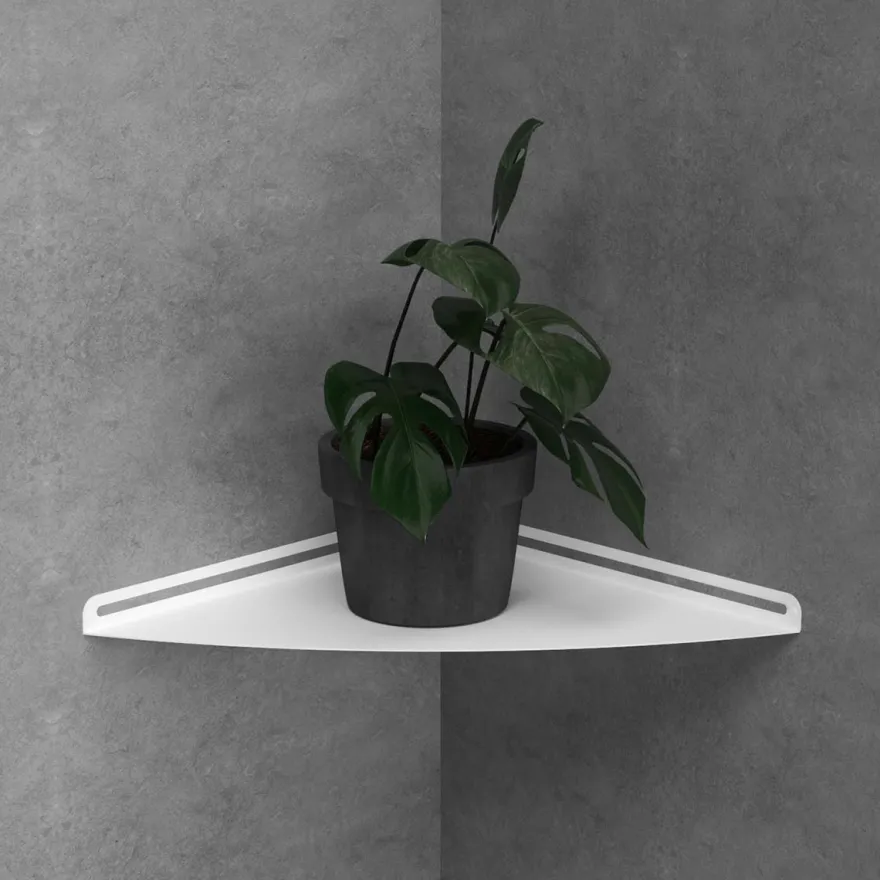 SECTOR Hjørnehylde i metal - Hvid - Large 30 cm