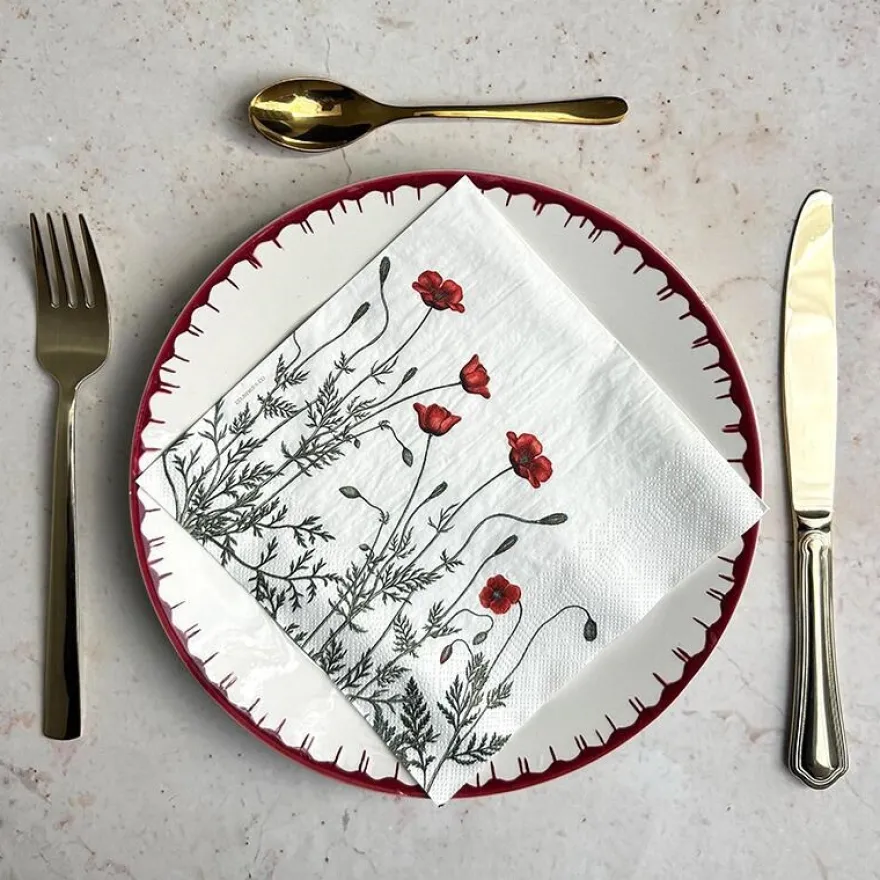 Servietter af FSC papir. Pakke m. 20 stk. - Poppy