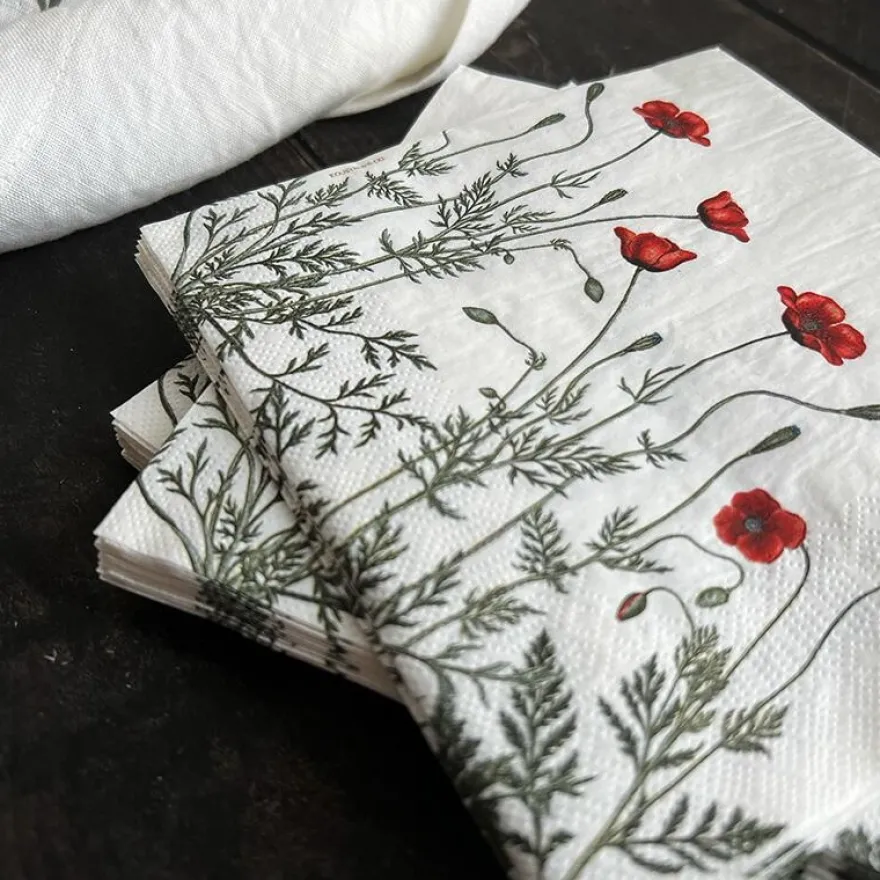 Servietter af FSC papir. Pakke m. 20 stk. - Poppy