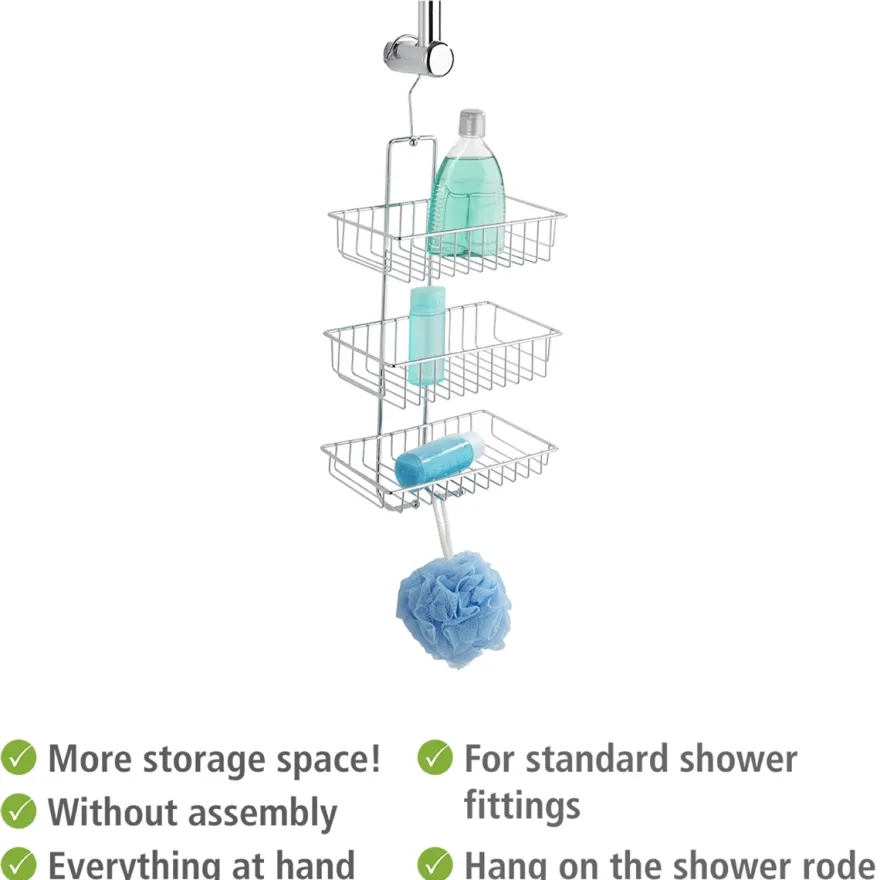 Shower caddy med 3 hylder - Nivala med krog