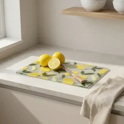 Skærebræt i hærdet glas - "Lemons" 30x20cm, lille