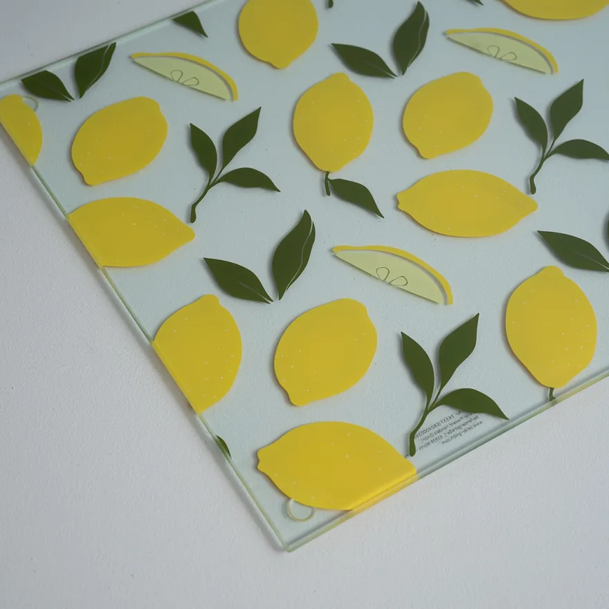 Skærebræt i hærdet glas - "Lemons" 30x20cm, lille