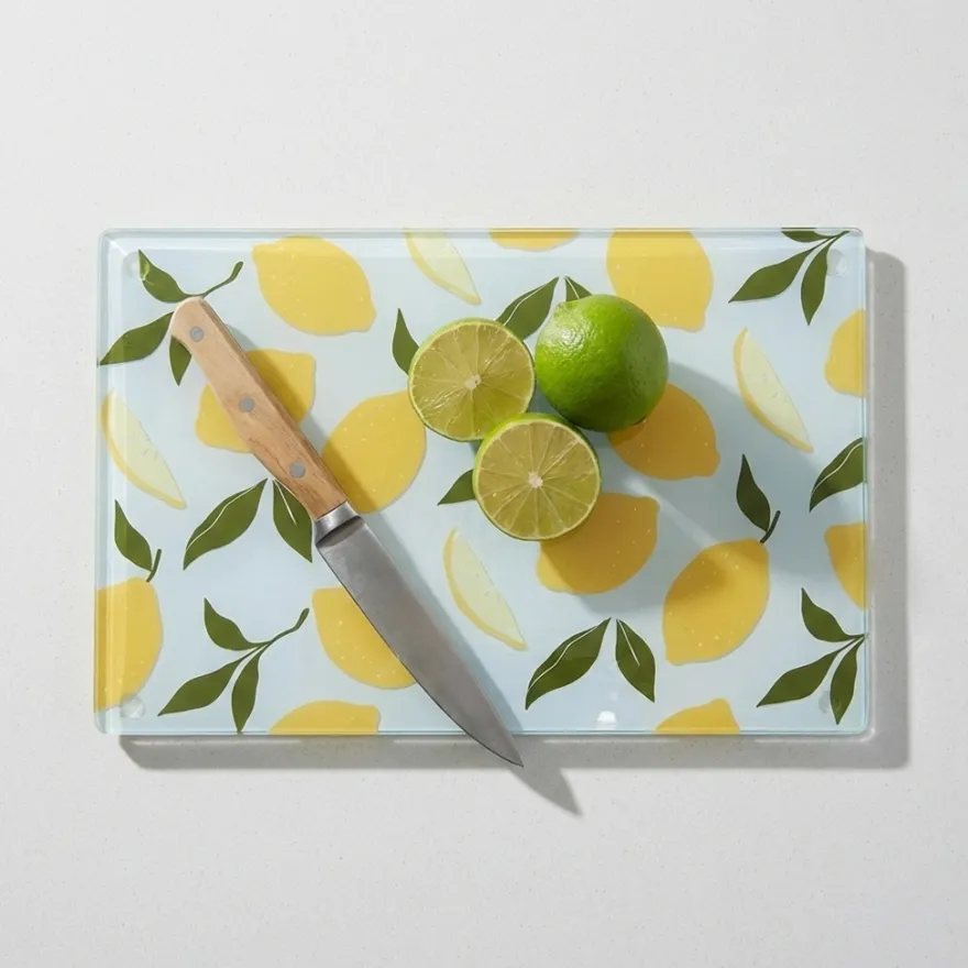 Skærebræt i hærdet glas - "Lemons" 30x20cm, lille