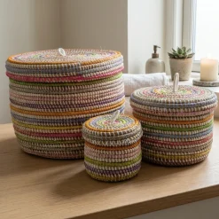 Små Afrikanske kurve i multicolor, striber - Sæt 3stk