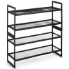Stabelbar skoreol i sort metal - 2 hylder