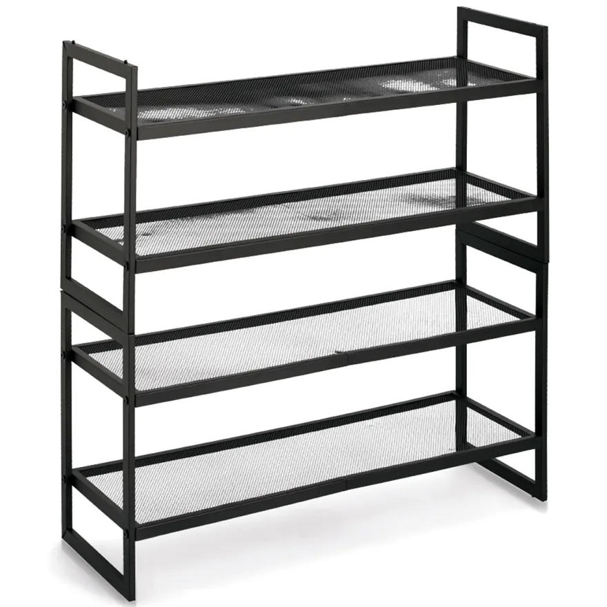 Stabelbar skoreol i sort metal - 2 hylder