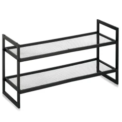 Stabelbar skoreol i sort metal - 2 hylder