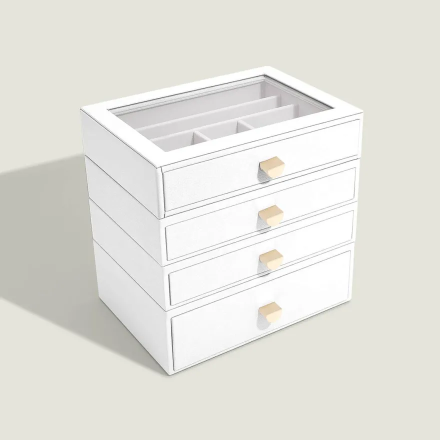 Stackers LUX smykkeskrin - CLASSIC, PEBBLEWHITE - 4 skuffer