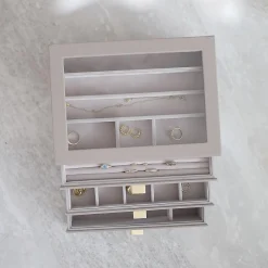 Stackers LUX smykkeskrin - CLASSIC, Taupe - 3 skuffer
