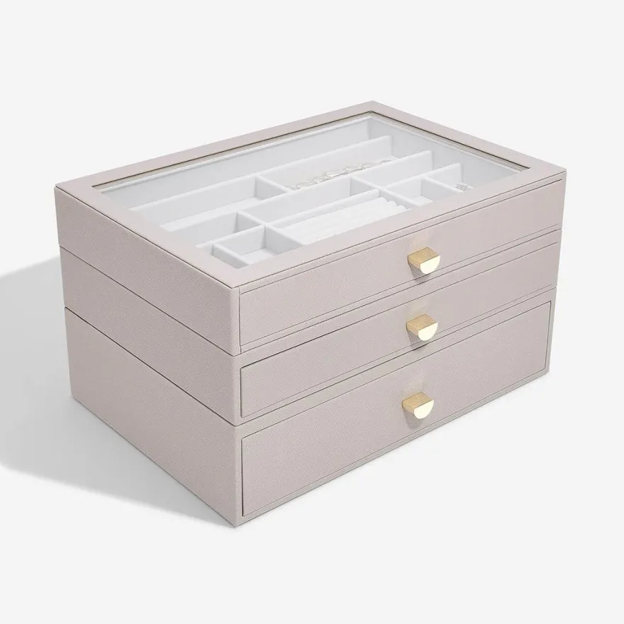 Stackers LUX smykkeskrin - SUPERSIZE, Taupe - 3 skuffer