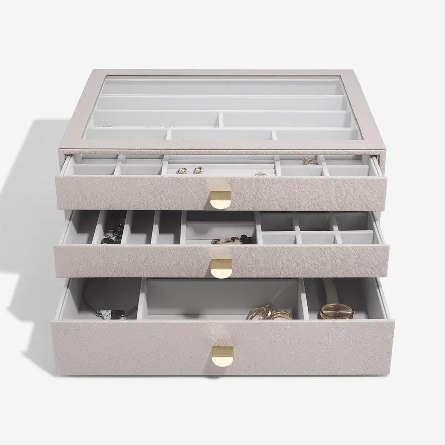 Stackers LUX smykkeskrin - SUPERSIZE, Taupe - 3 skuffer