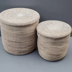 Store Afrikanske kurve i Hvid. Sæt m 2.