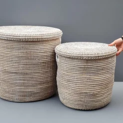 Store Afrikanske kurve i Hvid. Sæt m 2.