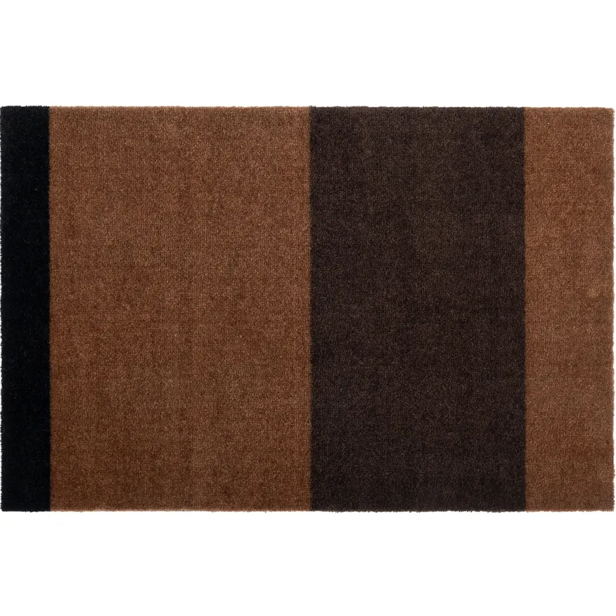 Tica Smudsmåtte - 60x90 cm. Stripes - Cognac/Mørkebrun/Sort