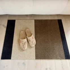 Tica Smudsmåtte - 60x90 cm. Stripes - Gråblå/Sand/Ivory