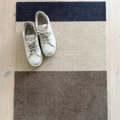 Tica Smudsmåtte - 60x90 cm. Stripes - Gråblå/Sand/Ivory