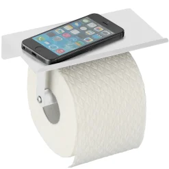 Toiletrulleholder med hylde - Walli, Hvid