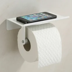 Toiletrulleholder med hylde - Walli, Hvid
