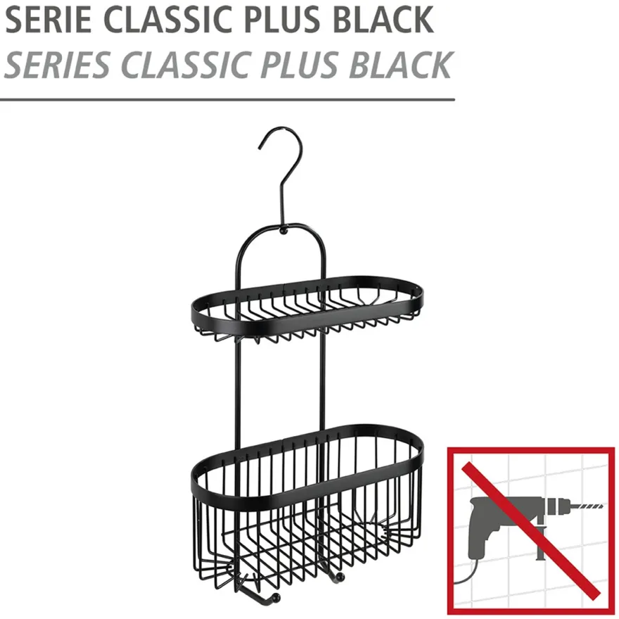 Trådkurv til brusekabinen - PLUS classic, SORT - 2 hylder