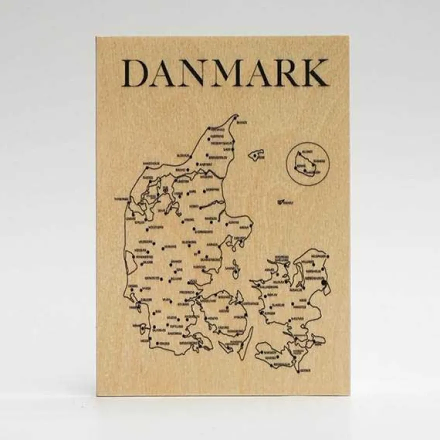 Treviso Design træskilt - Danmarkskort