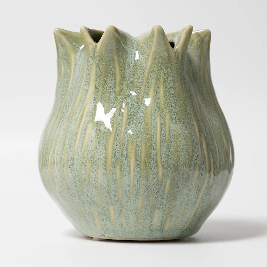 Vase i keramik, Fennel 13cm - Lysegrøn