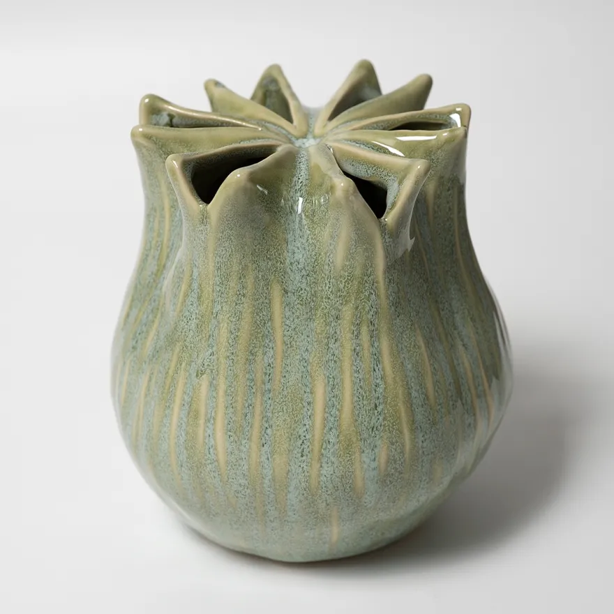 Vase i keramik, Fennel 13cm - Lysegrøn