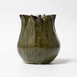 Vase i keramik, Fennel 10cm - Mørkegrøn