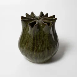 Vase i keramik, Fennel 10cm - Mørkegrøn