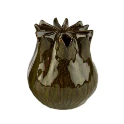 Vase i keramik, Fennel 13cm - Mørkegrøn