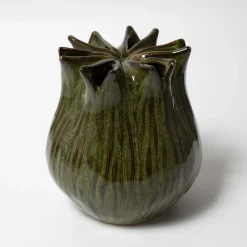 Vase i keramik, Fennel 13cm - Mørkegrøn