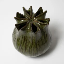 Vase i keramik, Fennel 13cm - Mørkegrøn