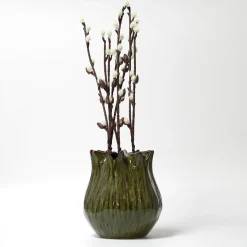 Vase i keramik, Fennel 13cm - Mørkegrøn